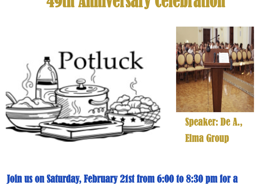 McCleary Saturday Night Serenity Group Anniversary Potluck